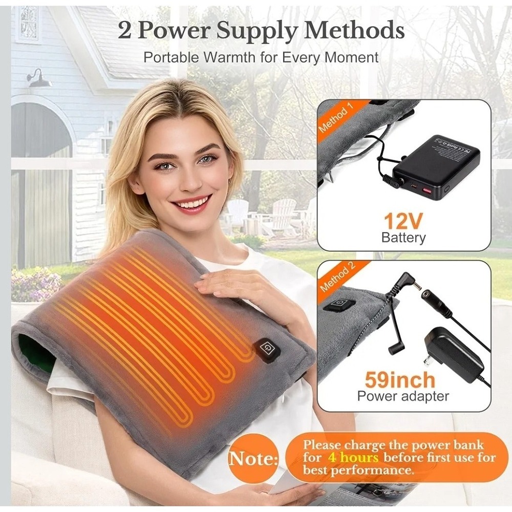 Cordless Heated Pad with Portable Battery Pack - Battery Or Plug Outlet - Picture 7 of 9